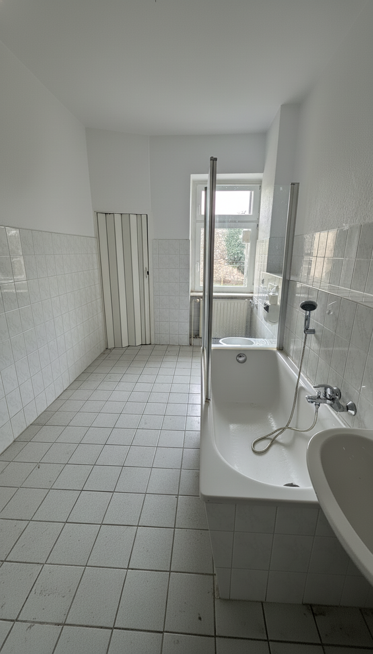 Bad mit Fenster und Wanne 