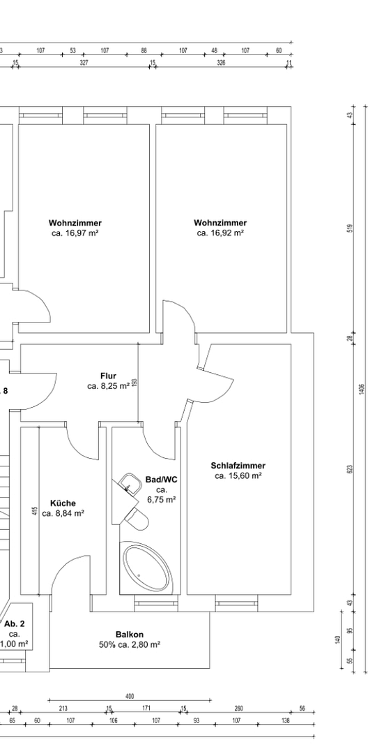 2-Zimmer-Wohnung (60 m²) mit Balkon in Leipzig-Reudnitz